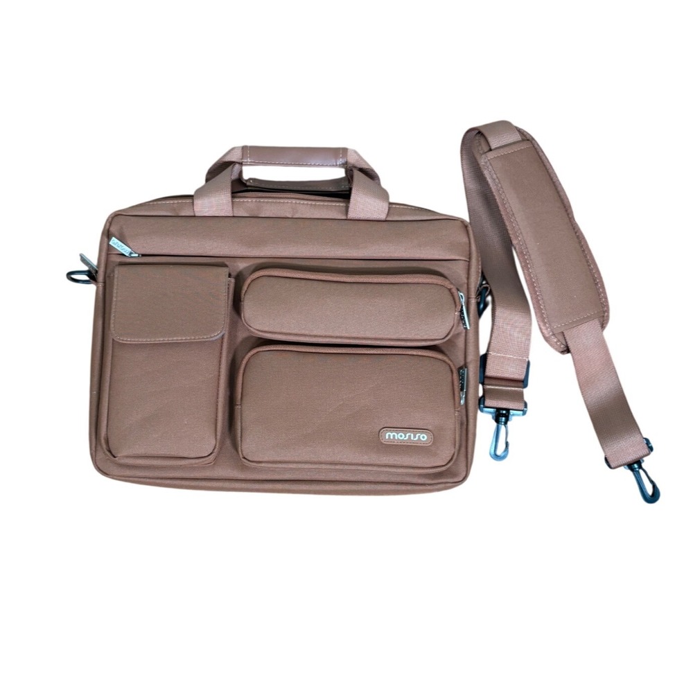 Mosiso Laptop Briefcase Brown Polyester Water Repellent 15 Inch Bag